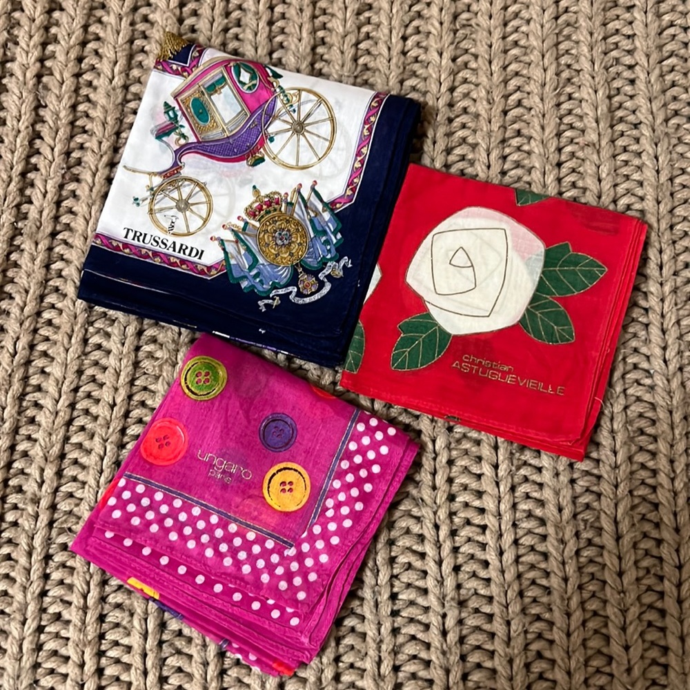 Scarf set3 new no tags / Trussardi / Christian Astuguevielle / Ungaro Pa…